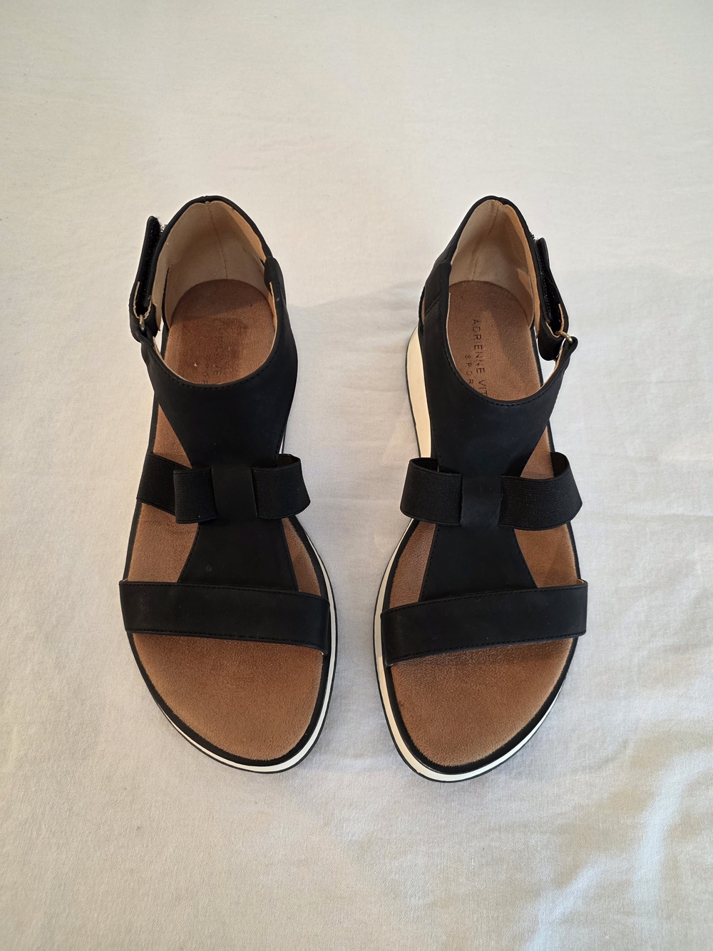 Adrienne Vittadini Black Velcro Ankle-Strap Sandals. Size 9